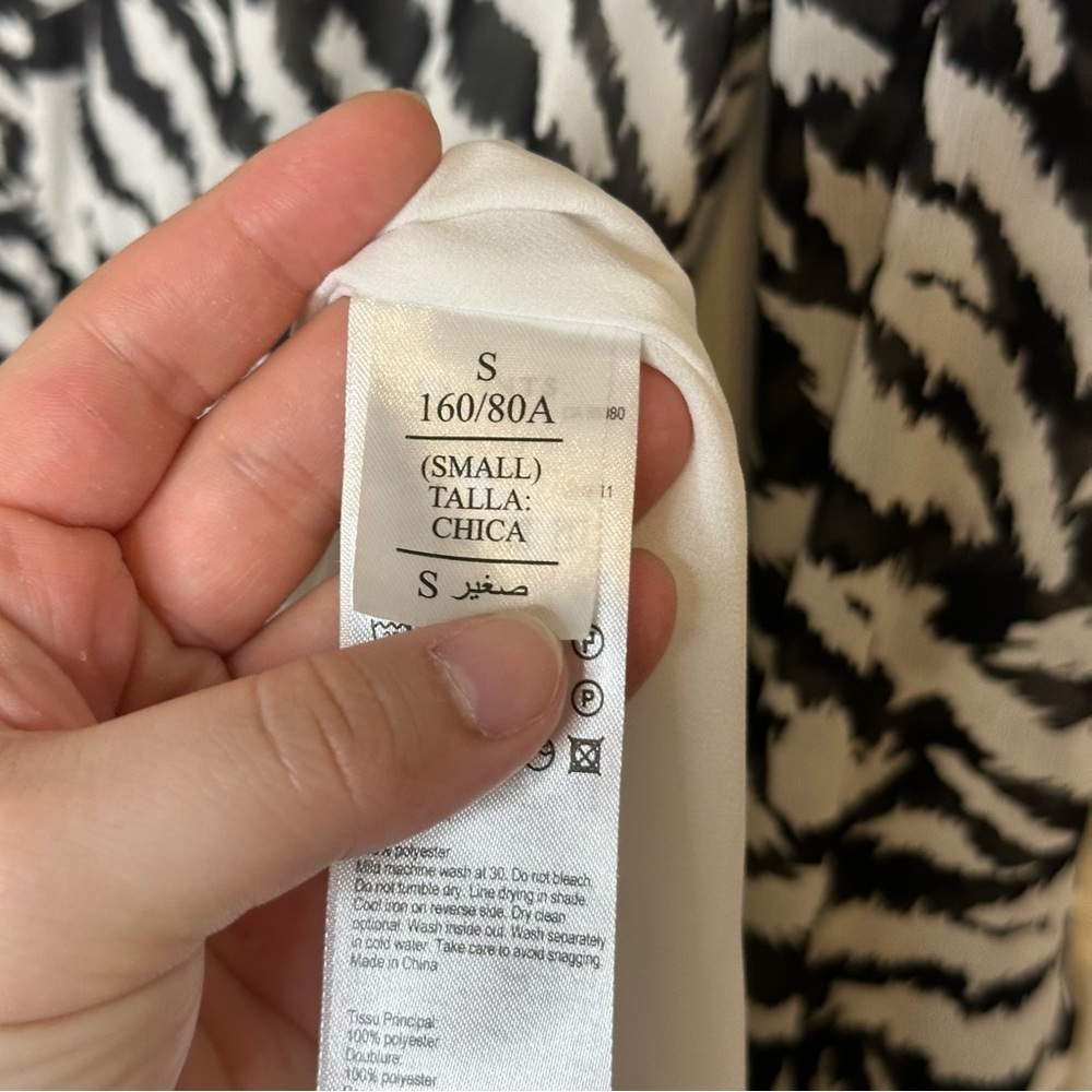AllSaints Black White Zebra Print Mixed Media Martina Remix Dress Sz S Chic Glam - Picture 8 of 9
